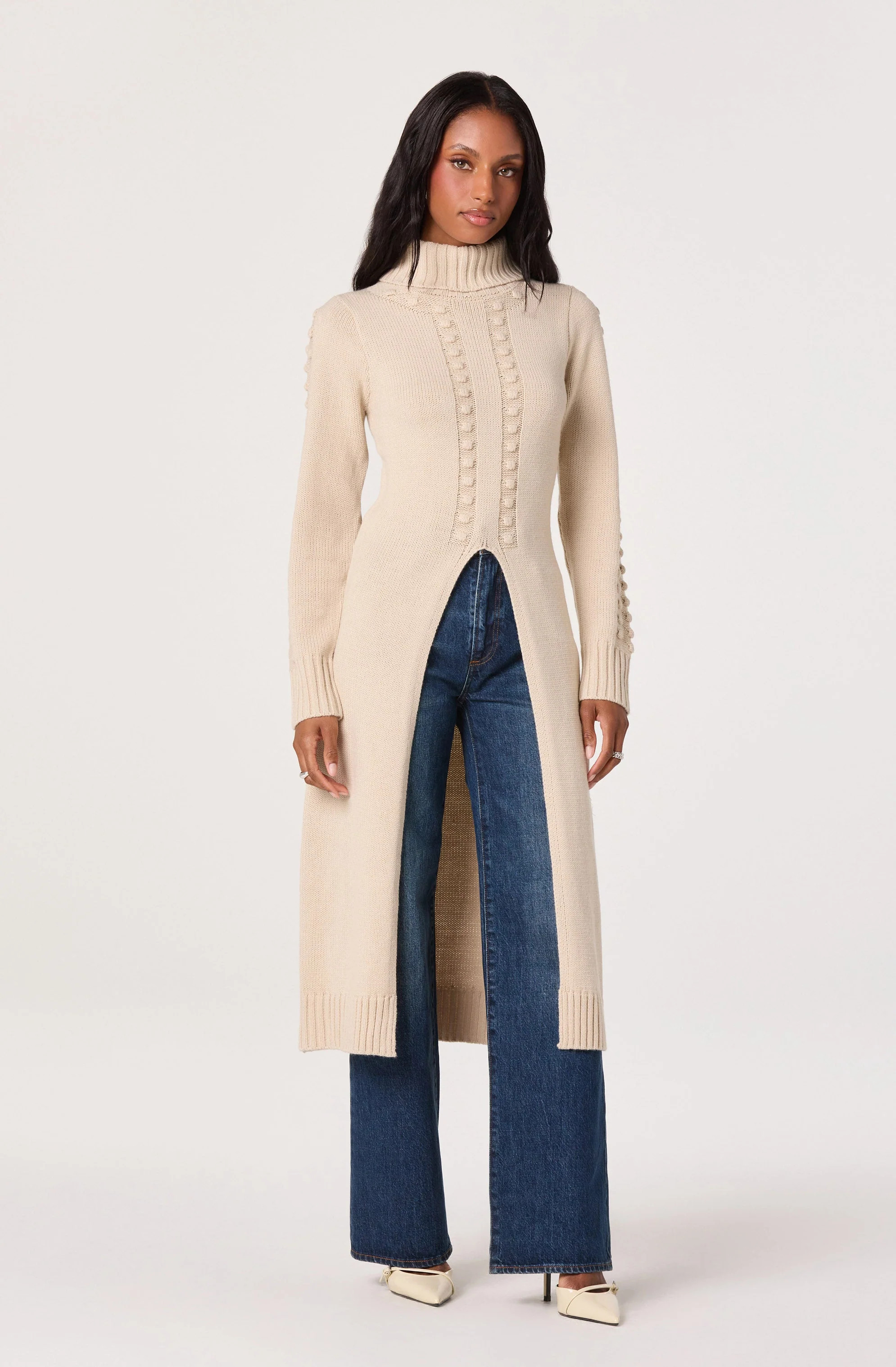 Turtleneck Split Hem Longline Sweater | ASTR The Label (US)