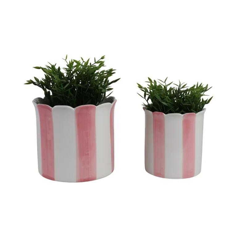 Decorative Striped Scallop Edge Planters Accent - Cute Flower Pots Ideal for Indoor or Outdoor Pl... | Walmart (US)