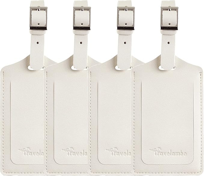 4 Pack Leather Luggage Travel Bag Tags by Travelambo | Amazon (US)