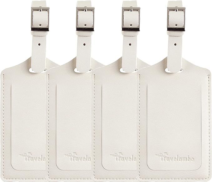 4 Pack Leather Luggage Travel Bag Tags by Travelambo | Amazon (US)