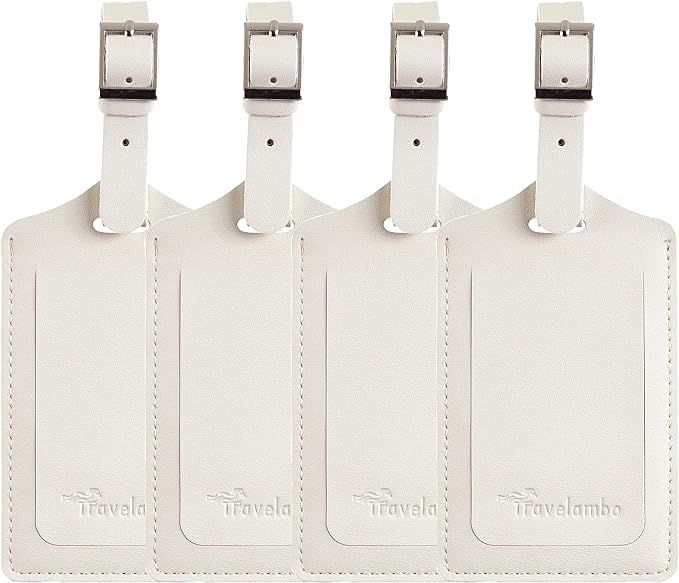 4 Pack Leather Luggage Travel Bag Tags by Travelambo | Amazon (US)