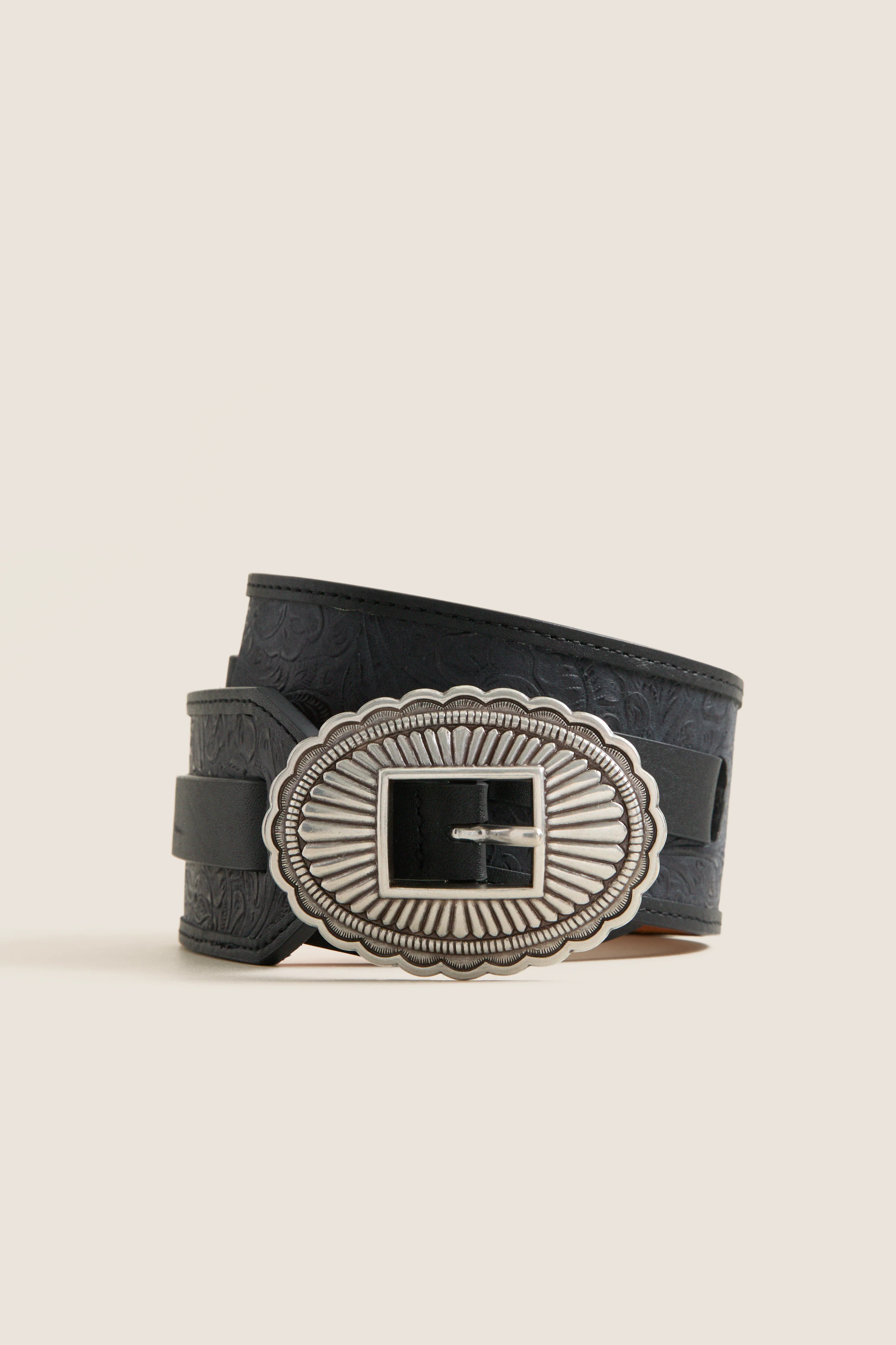 THE GREAT. x Stetson Black and Silver Tooled Waist Belt | Tuckernuck (US)