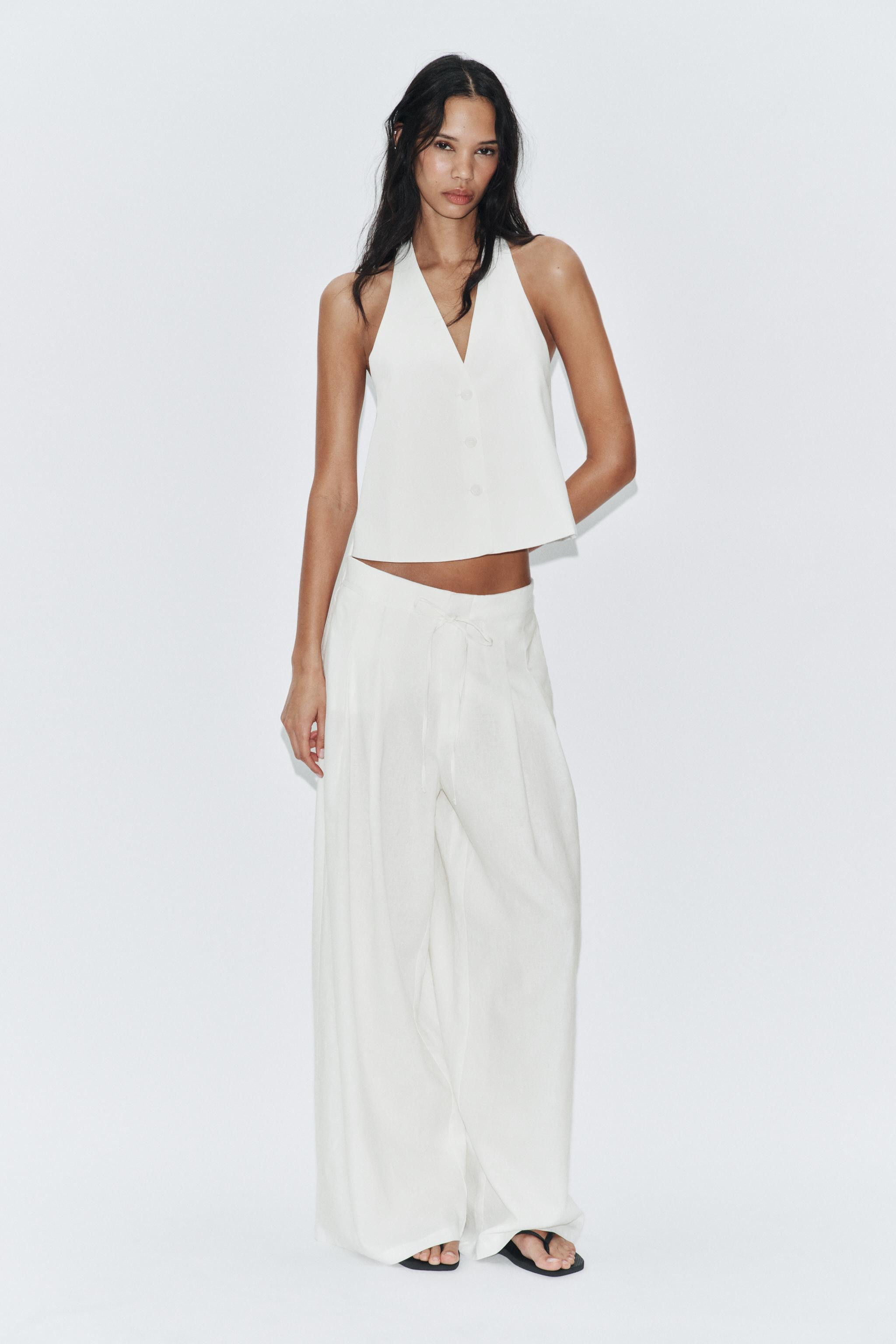 WIDE LEG PLEATED LINEN PANTS | Zara US