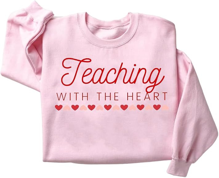 FAITHWALLART Teacher Valentine Sweatshirt, Women's Valentines Day Sweatshirt, Retro Heart Sweatsh... | Amazon (US)
