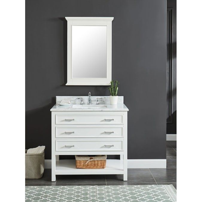 allen + roth Presnell 36-in Dove White Undermount Single Sink Bathroom Vanity with Carrara White ... | Lowe's