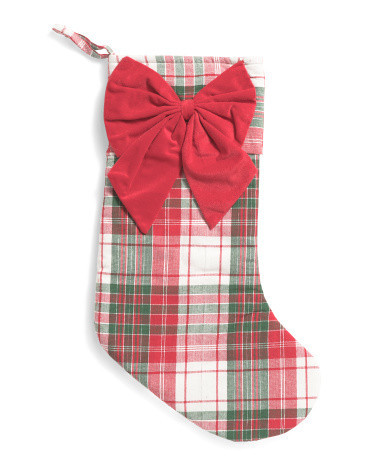 22In Bow Tartan Stocking, Cotton/Polyester | TJ Maxx
