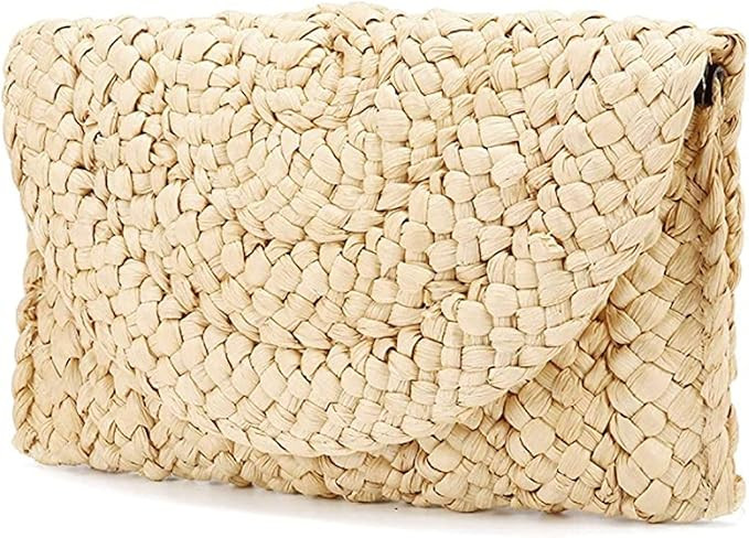 Straw Beach Bags Wicker Beige Clutch | Amazon (US)