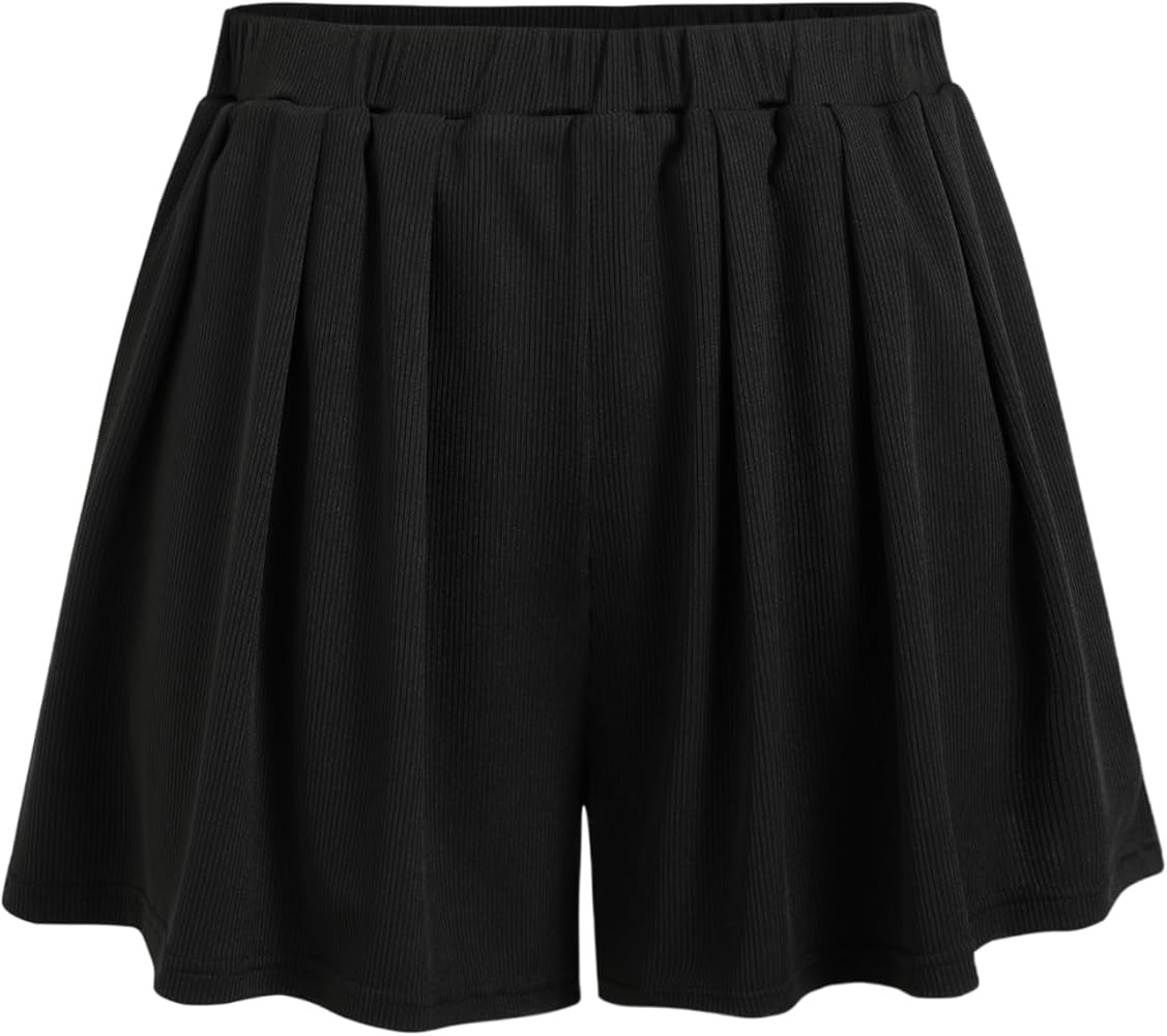 CIDER Solid Elastic Waist Wide Leg Shorts | Amazon (US)