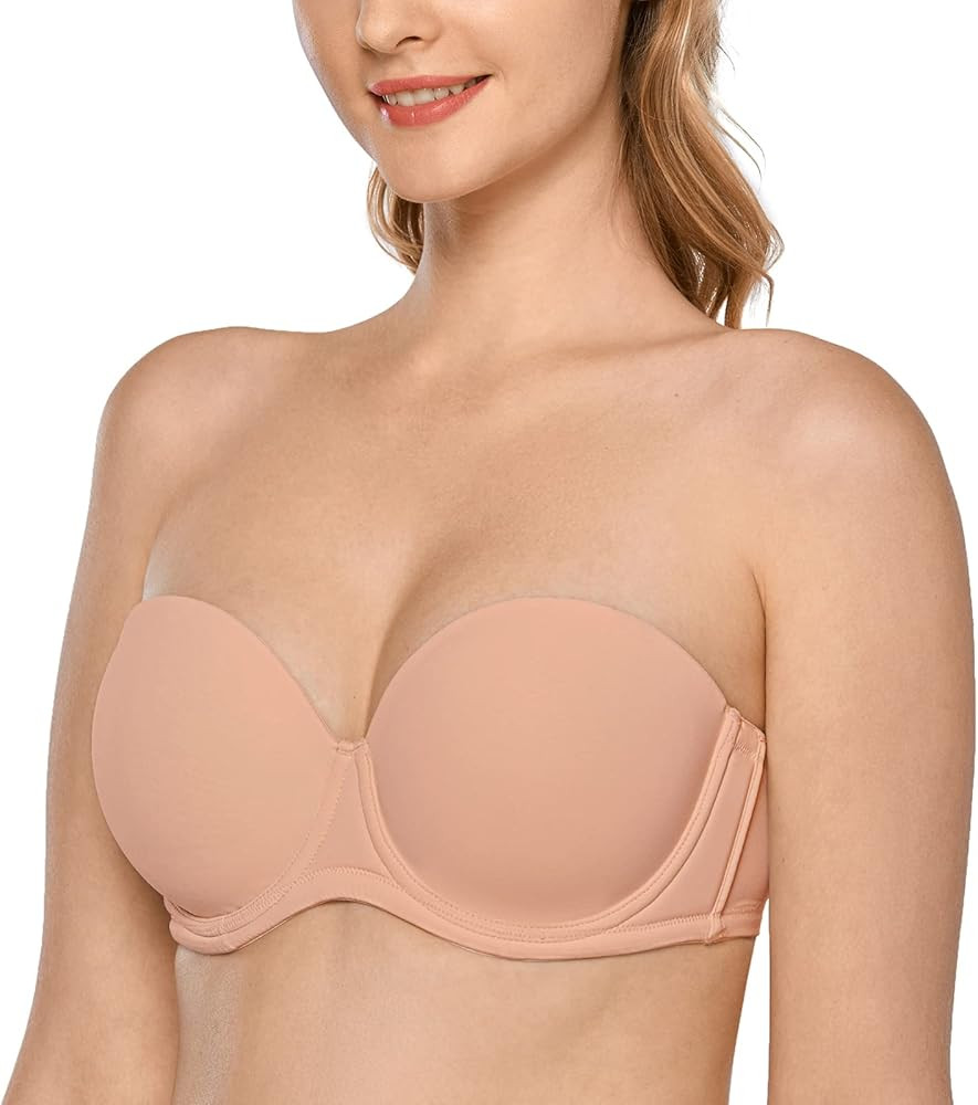DELIMIRA Women's Underwire Contour Multiway Full Coverage Strapless Bra Plus Size | Amazon (US)
