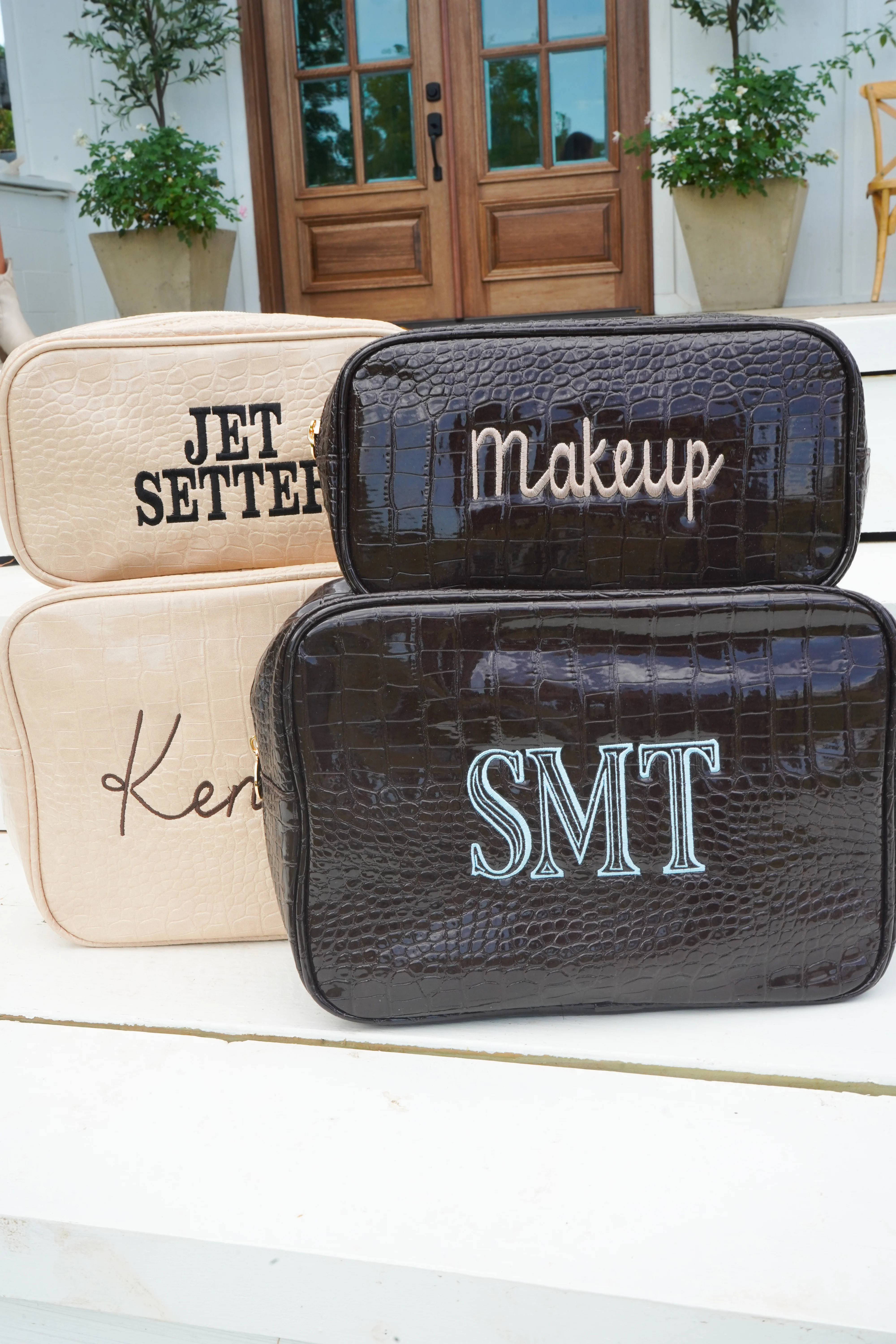 Crocodile Faux Leather Makeup Bag Collection | KenzKustomz