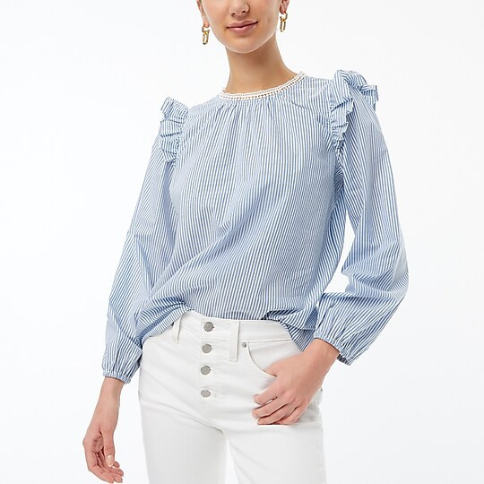 Factory: Long-sleeve Ruffle-shoulder Top For Women | J.Crew Factory