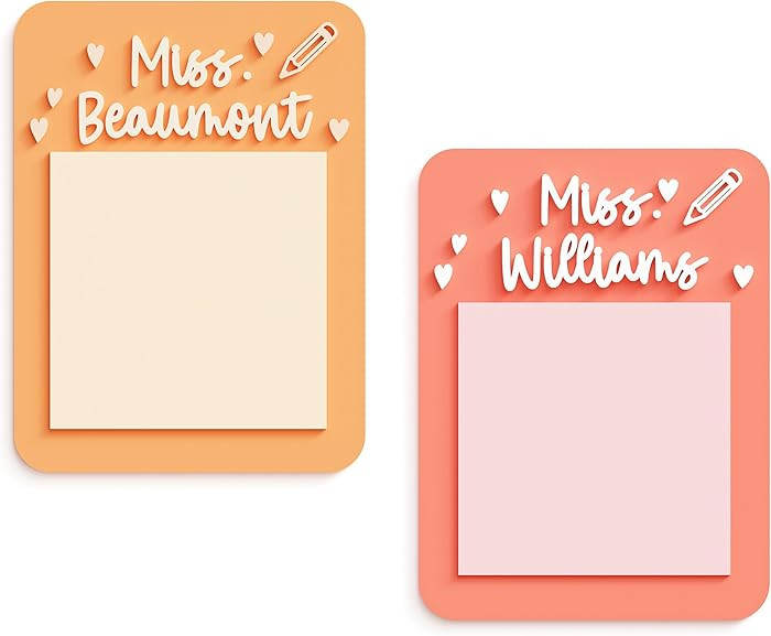 The Cotton & Canvas Co. Personalized Name Sticky Note Holder, Teacher Appreciation Gift, Back to ... | Amazon (US)