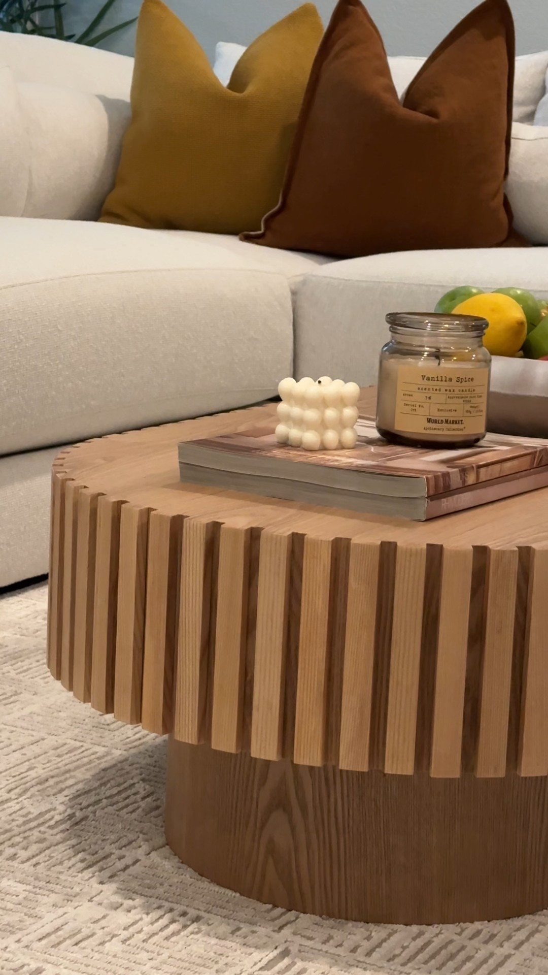 Cozy living room 🍂
This warm and inviting space brings in soft neutrals paired with rich orange and ochre tones. The sculptural wood coffee table adds natural texture, while layered textiles and earth-toned accents make it feel effortlessly relaxed and elevated.

• Cozy interiors
• Warm color palette
• Modern organic style
• Textured wood furniture
• Warm + inviting living room
#LTKStyleTip

#LTKFindsUnder50 #LTKHome #LTKCyberWeek