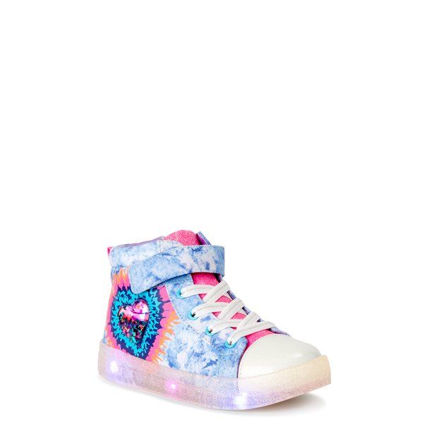 Athletic Works Tie Dye Hearts Light up High-Top Sneaker (Little Girls & Big Girls) | Walmart (US)