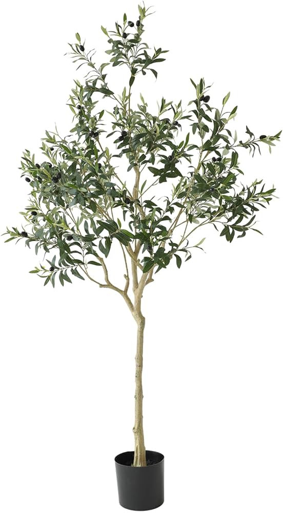 Apeair Artificial Olive Tree, Tall 6 Feet Faux Potted Silk Green Leaves Olive Tree with Planter, ... | Amazon (US)