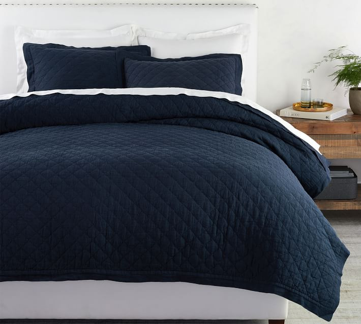 Belgian Flax Linen Diamond Quilt & Shams | Pottery Barn (US)