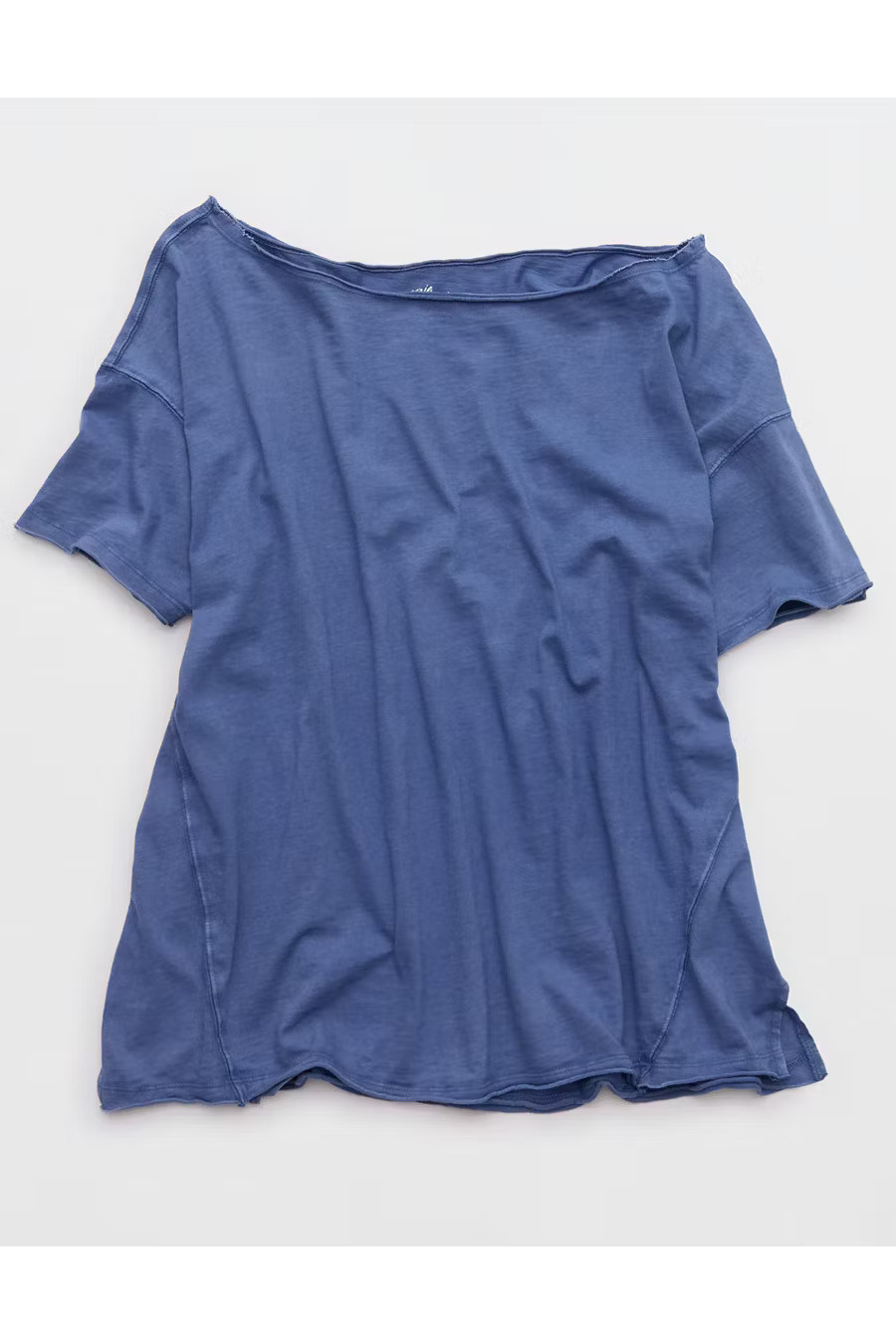 Aerie Oversized Off The Shoulder Boyfriend T-Shirt Women's Marbled Blue XXS | Aerie