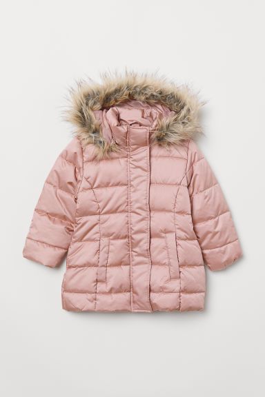 H & M - Hooded Down Jacket - Pink | H&M (US + CA)