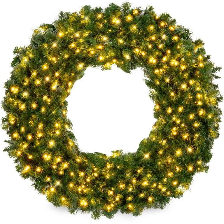 Best Choice Products 60in Artificial Pre-Lit Fir Christmas Wreath Decoration w/ 300 LED Lights, 9... | Walmart (US)