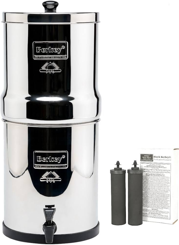 Big Berkey Gravity-Fed Stainless Steel Countertop Water Filter System 2.25 Gallon with 2 Authenti... | Amazon (US)