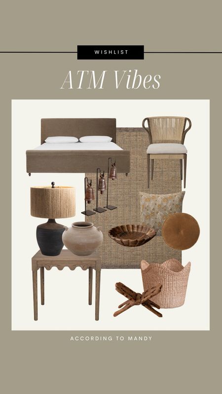 ATM Vibes - My Wishlist! 

earthy home decor, earthy home finds, mcgee & co, lulu & georgia, rug, pillow covers, bowl, wood bowl, rattan basket, wood stand, scalloped basket, wicker accent chair, woven accent chair, lamp, antique bells, vase

#LTKhome