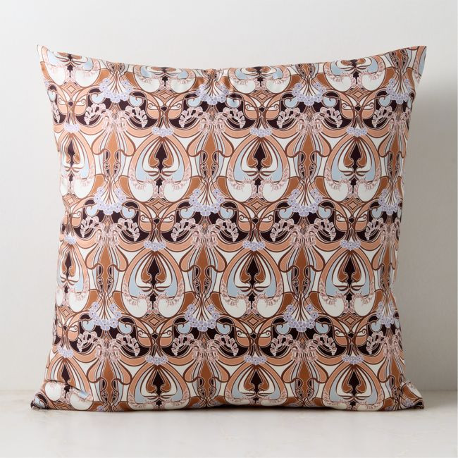 Ascona Italian Patterned Silk Throw Pillow Cover with Down Alternative Insert 23"x23 | CB2