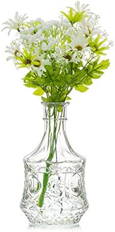 Sziqiqi Embossed Glass Bud Vase Bottle Vase Pressed Glass for Home Decor Wedding Flower Vase Cent... | Amazon (US)