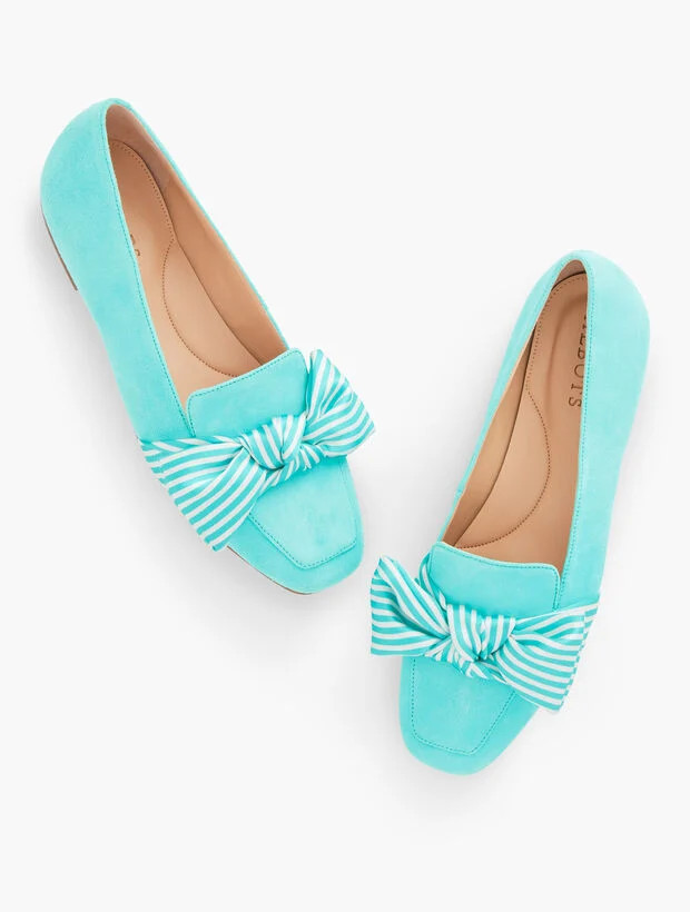 Stella Stripe Bow Suede Loafers | Talbots