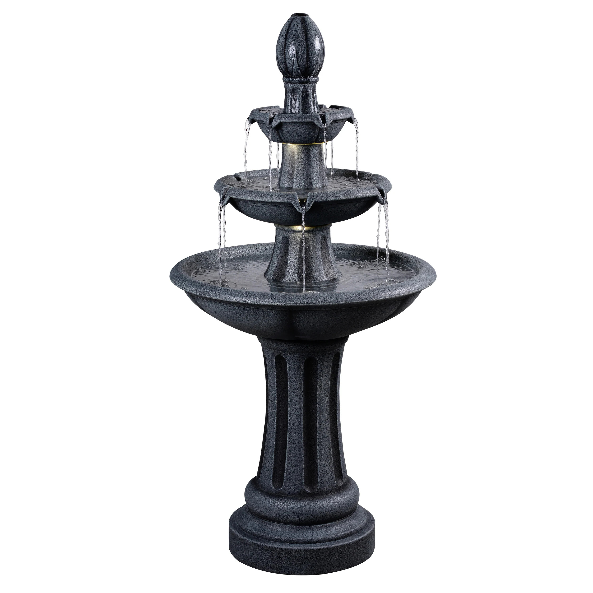 allen + roth 46-in H Plastic Electric Powered Tiered Outdoor Fountain Pump Included in Gray | 161... | Lowe's
