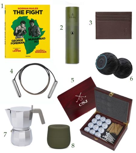 Gifts for the men in your life can be the hardest to find. Here are gift ideas for him sure to check everyone off your list, and they are all $100 or less! 

1. Norman Mailer “the fight” book
2. Flask Waterproof Flashlight 
3. Full grain leather cardholder (looks so luxe)
4. Smart Jump Rope
5. Personalized Golf Set
6. Therabody wave duo 
7. Espresso coffee maker
8. Water resistant Bluetooth speaker 

#giftguide ##giftsforhim #guygifts #giftideas #giftguide #dadgifts #boyfriendgifts #husbandgifts #outfoorgifts #hikinggifts #campinggifts #mensgiftideas #goldgifts #theragun #wallet #dadgifts #boyfriendgifts #husbandgifts #brothergifts #dudegifts 

#LTKmens #LTKGiftGuide #LTKunder100
