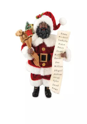 Santa's Workshop Inc 12-in. African American Santa with List, Red | Belk