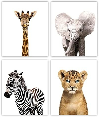 Amazon.com: Designs by Maria Inc. Juego de 4 fotos de animales sin marco, decoración de guarder... | Amazon (US)