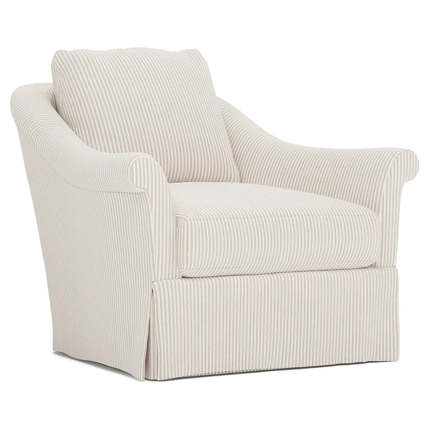 Amelie Seashell Cotton Stripe Skirted Swivel Chair | Kathy Kuo Home