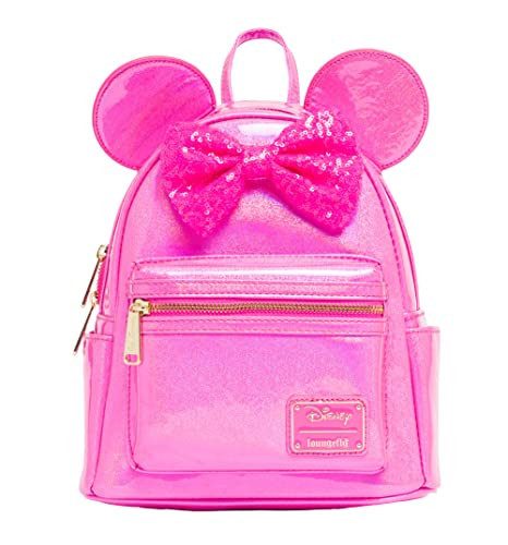 Loungefly Disney Minnie Mouse Glitter Sparkle Womens Double Strap Shoulder Bag Purse (Pink) | Amazon (US)