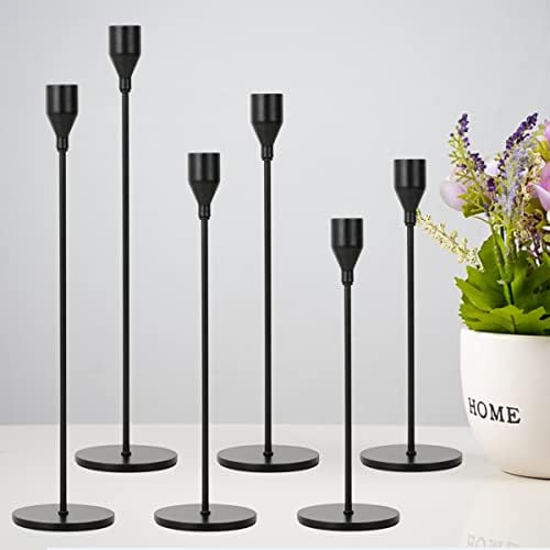 Amazon.com: Lobolighting Black Candlestick Holders Set of 6, Black Taper Candles Holders for Cand... | Amazon (US)