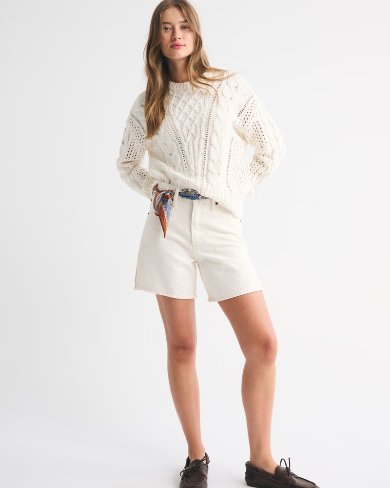 Women's Textural Stitch Cable Crew Sweater | Women's New Arrivals | Abercrombie.com | Abercrombie & Fitch (UK)
