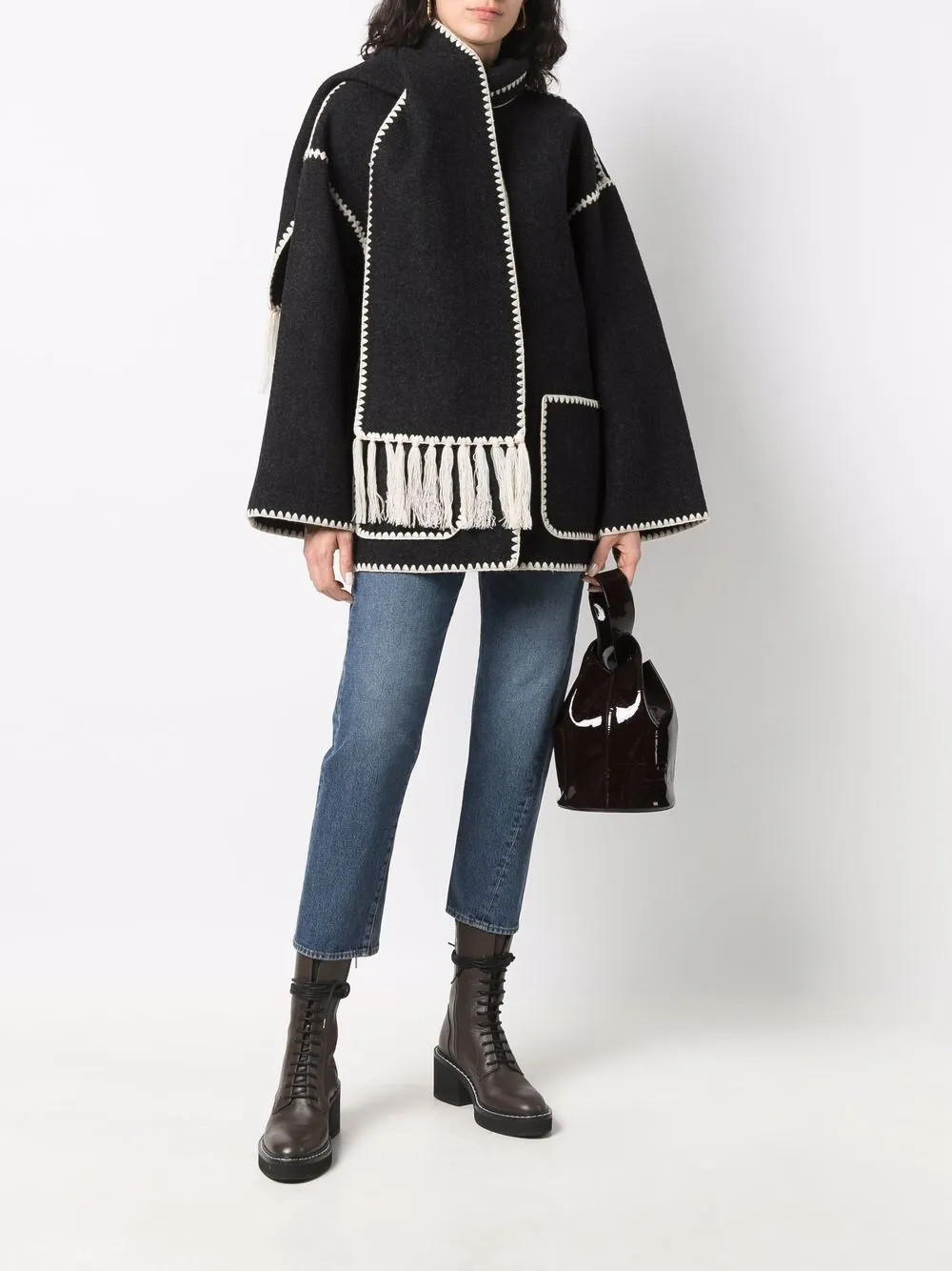 TOTEME Embroidered Scarf Jacket | Grey | FARFETCH | Farfetch Global