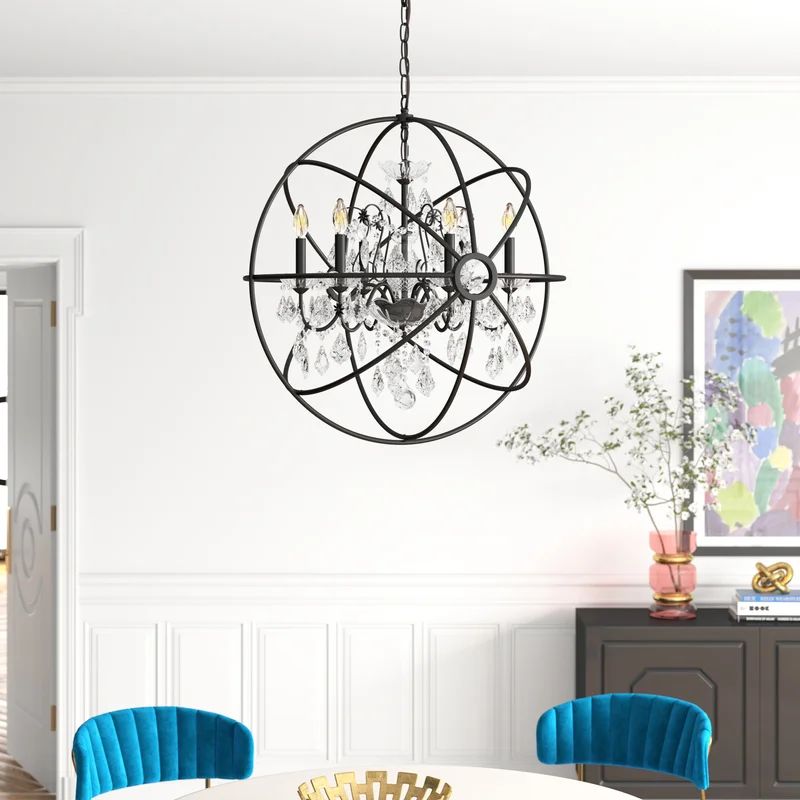 Budapest 6 - Light Candle Style Globe Chandelier with Crystal Accents | Wayfair North America