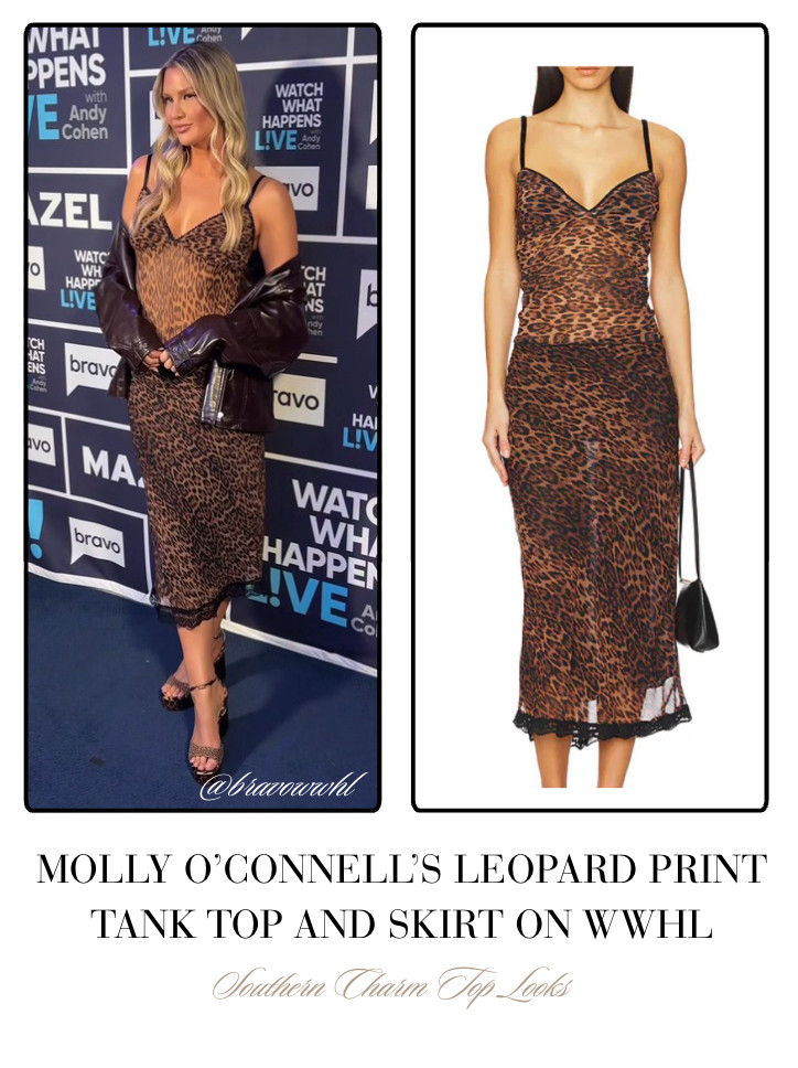 Molly O'Connell's Leopard Print Tank Top and Skirt on #WWHL 📸= @bravowwhl

 