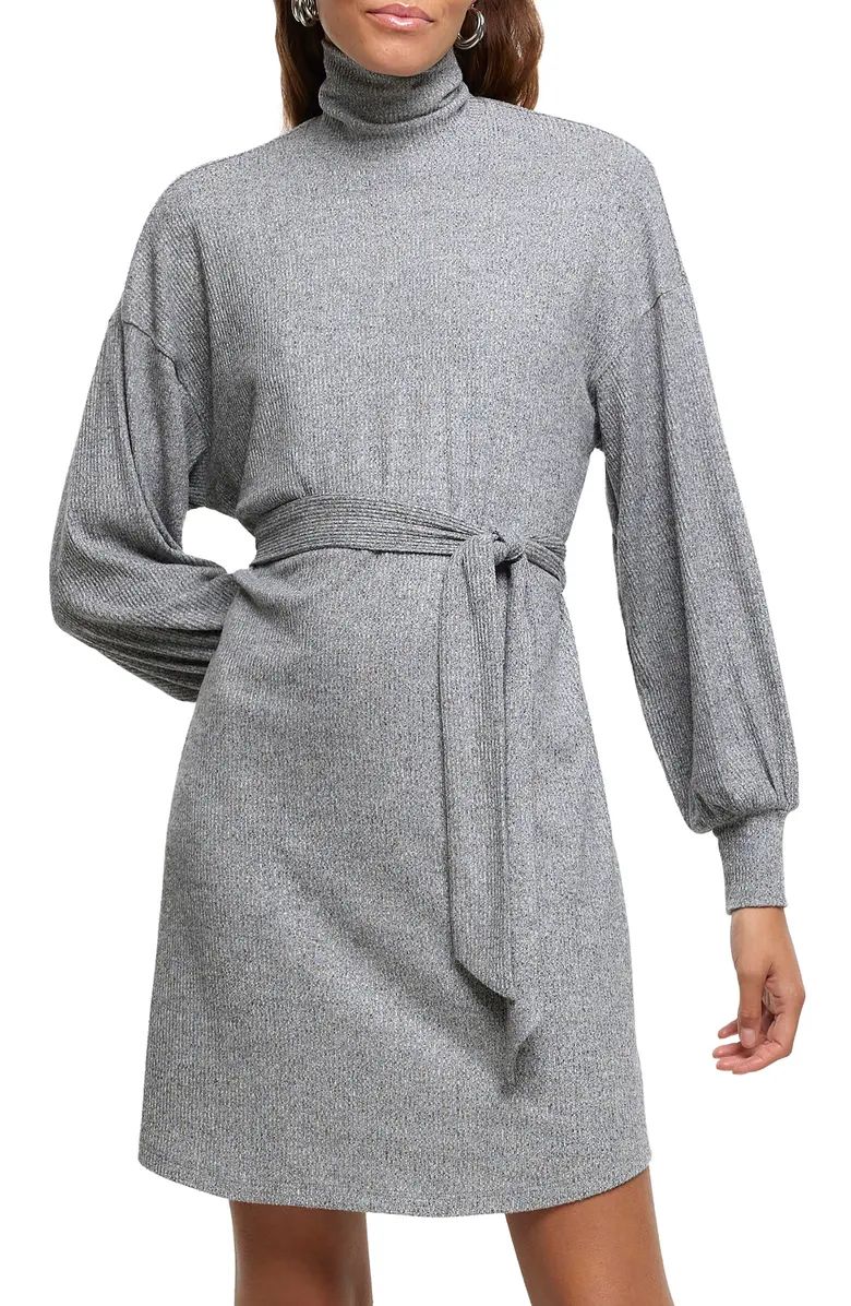 River Island Turtleneck Long Sleeve Thermal Knit Dress | Nordstrom | Nordstrom