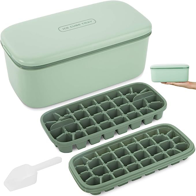 Ice Cube Trays , Ice Holder, Container, Storage for Freezer, Refrigerator with Scoop, Lids, Stack... | Amazon (US)