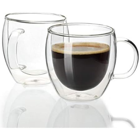 Glass Espresso Cups - Double Wall Insulated Coffee Mugs - Designed in USA - 2 Pack, 5 oz - Set for C | Amazon (US)