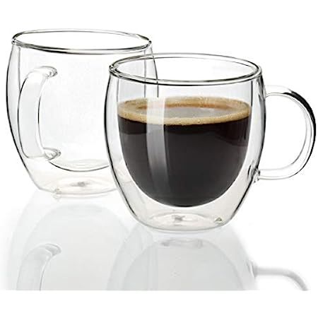 JoyJolt Savor Double Wall Insulated Glasses Espresso Mugs (Set of 2) - 5.4-Ounces | Amazon (US)