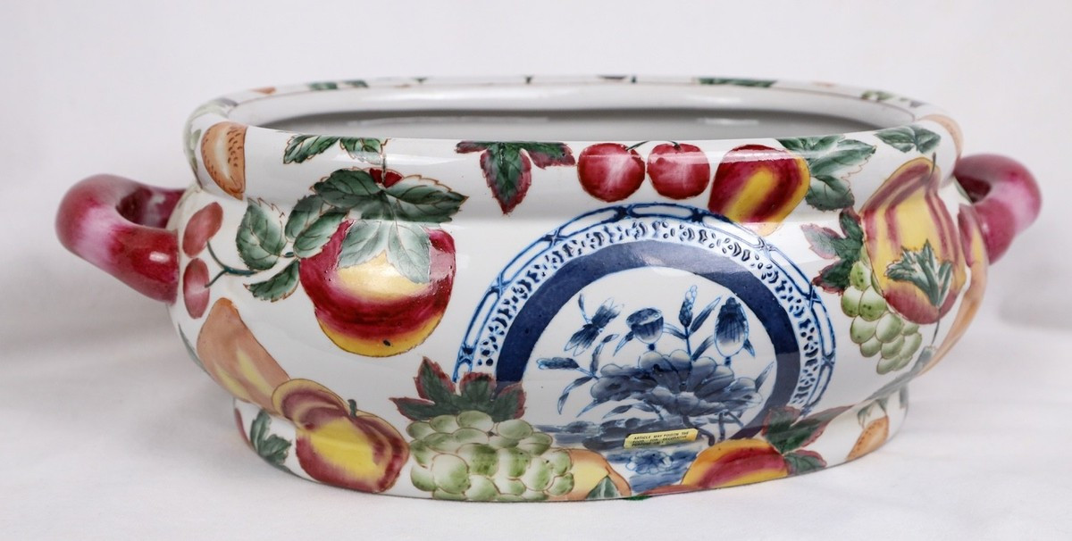 Oval Oblong Jardiniere Fruit + Blue & White Planter w/ Goldfish Bowl Foot Bath | eBay | eBay US