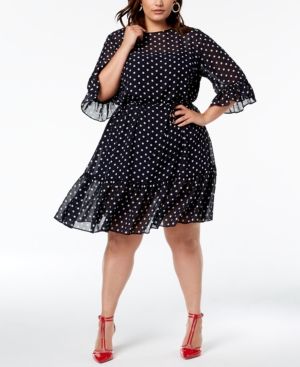 Betsey Johnson Plus Size Ruffled Polka-Dot Dress | Macys (US)