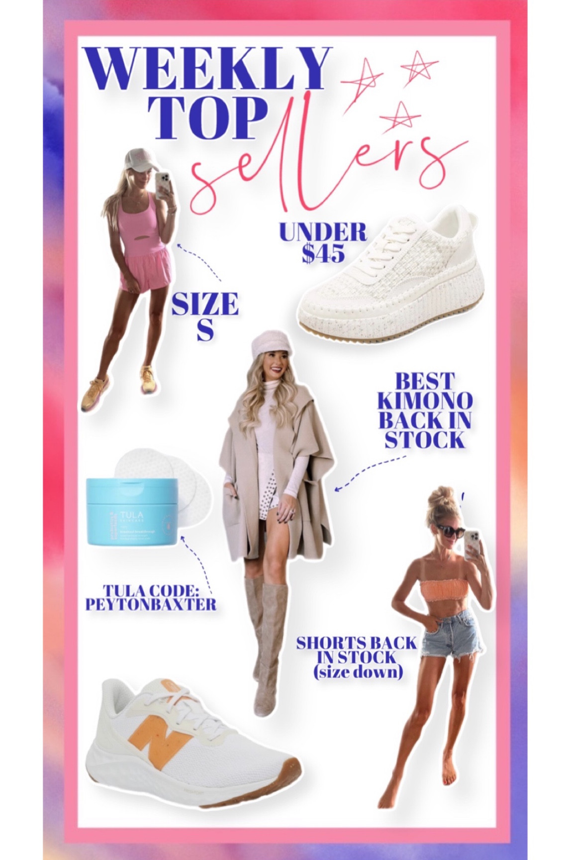 weekly top sellers - free people, target sneakers, Tula (code: PEYTONBAXTER), and my fav Jean shorts back in stock (size down)

#LTKstyletip #LTKunder50 #LTKSeasonal