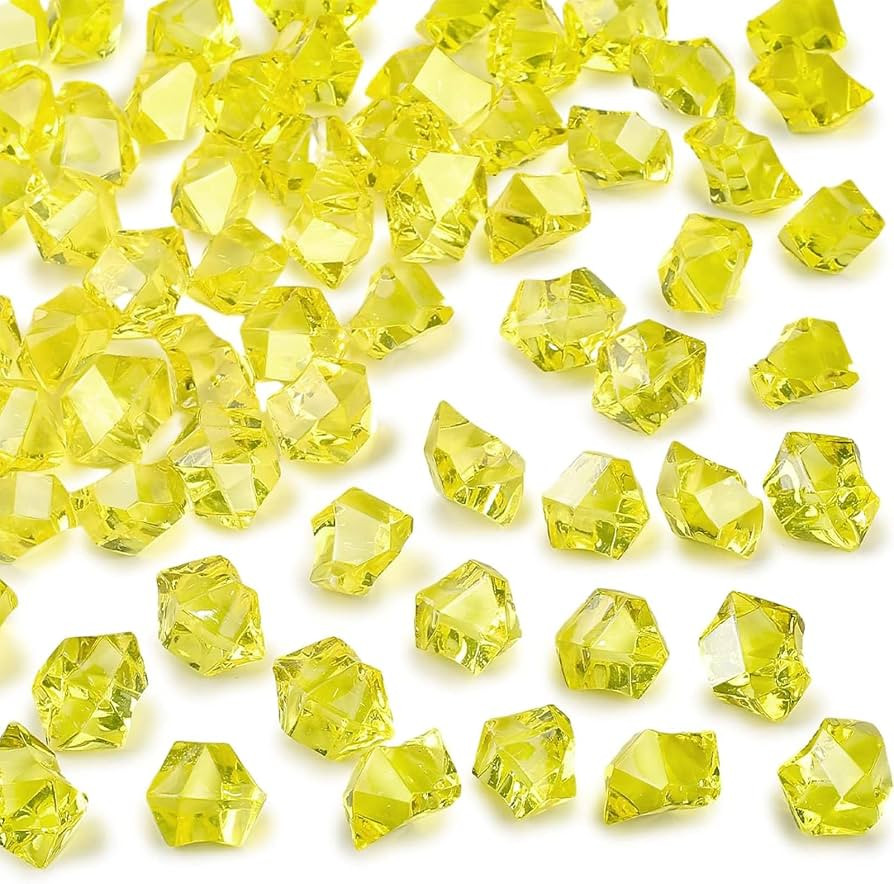 DomeStar Yellow Fake Ice Rocks, 150 PCS Acrylic Crystal for Vase Fillers     Fake Diamonds for Ta... | Amazon (US)