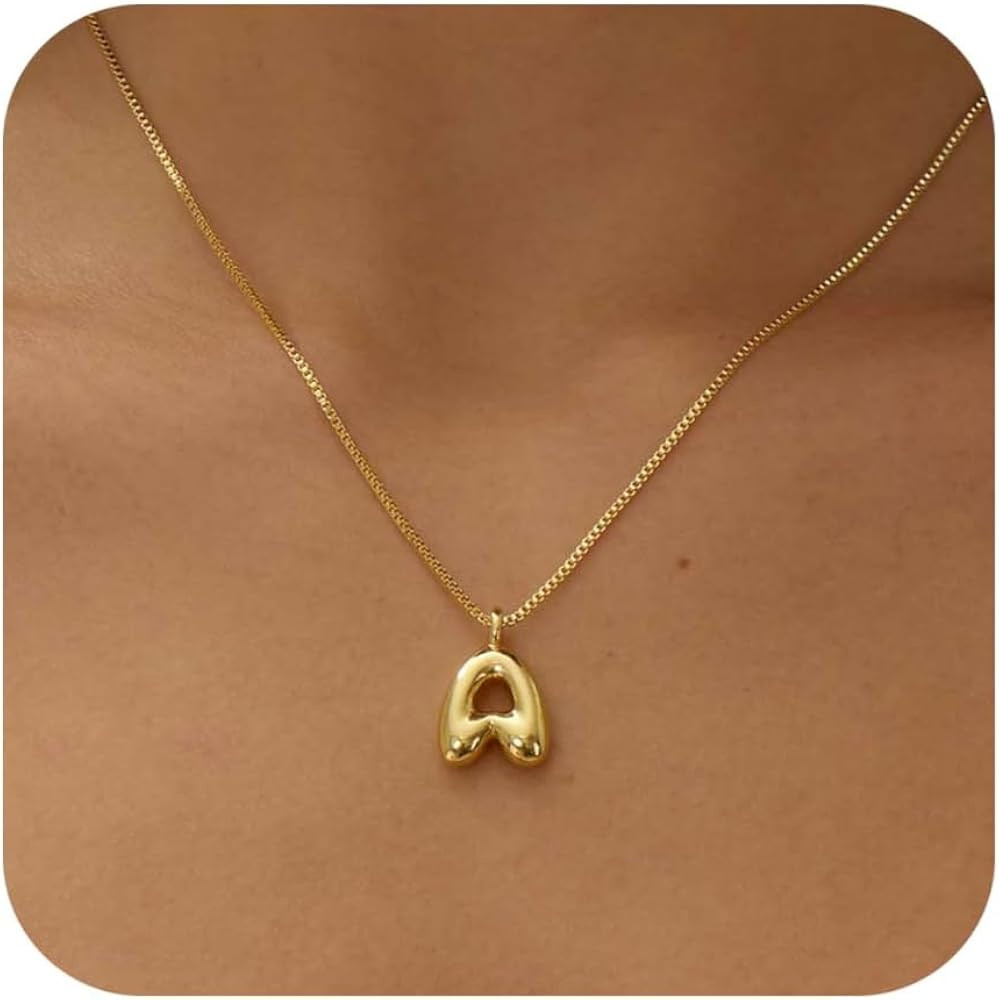 Thaivor Bubble Letter Necklace Initial Necklaces for Women Dainty Charm Pendant Necklace Trendy N... | Amazon (CA)