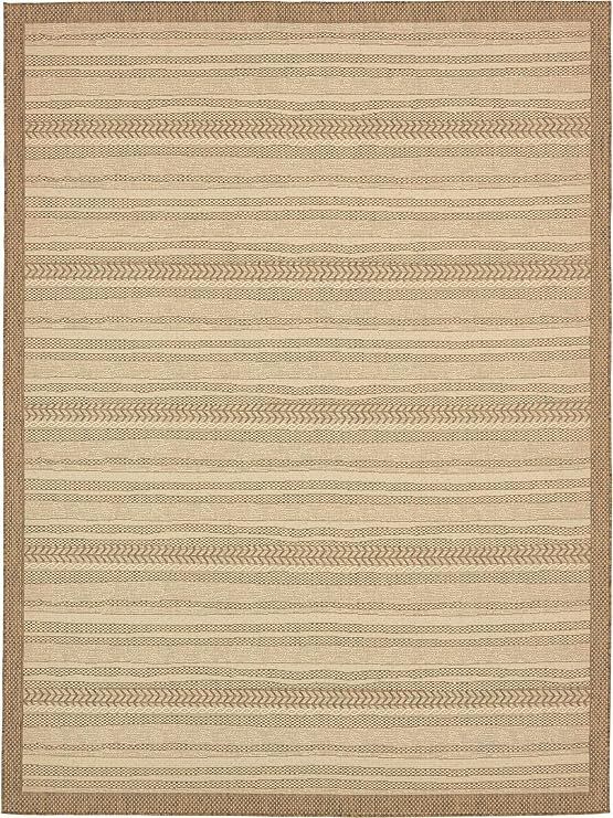 Unique Loom Outdoor Border Collection Striped Moroccan Transitional Indoor and Outdoor Flatweave ... | Amazon (US)