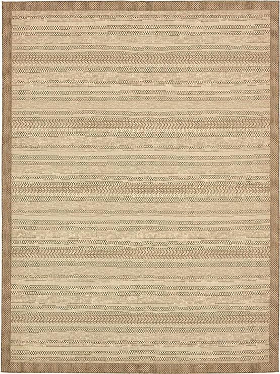 Unique Loom Outdoor Border Collection Striped Moroccan Transitional Indoor and Outdoor Flatweave ... | Amazon (US)